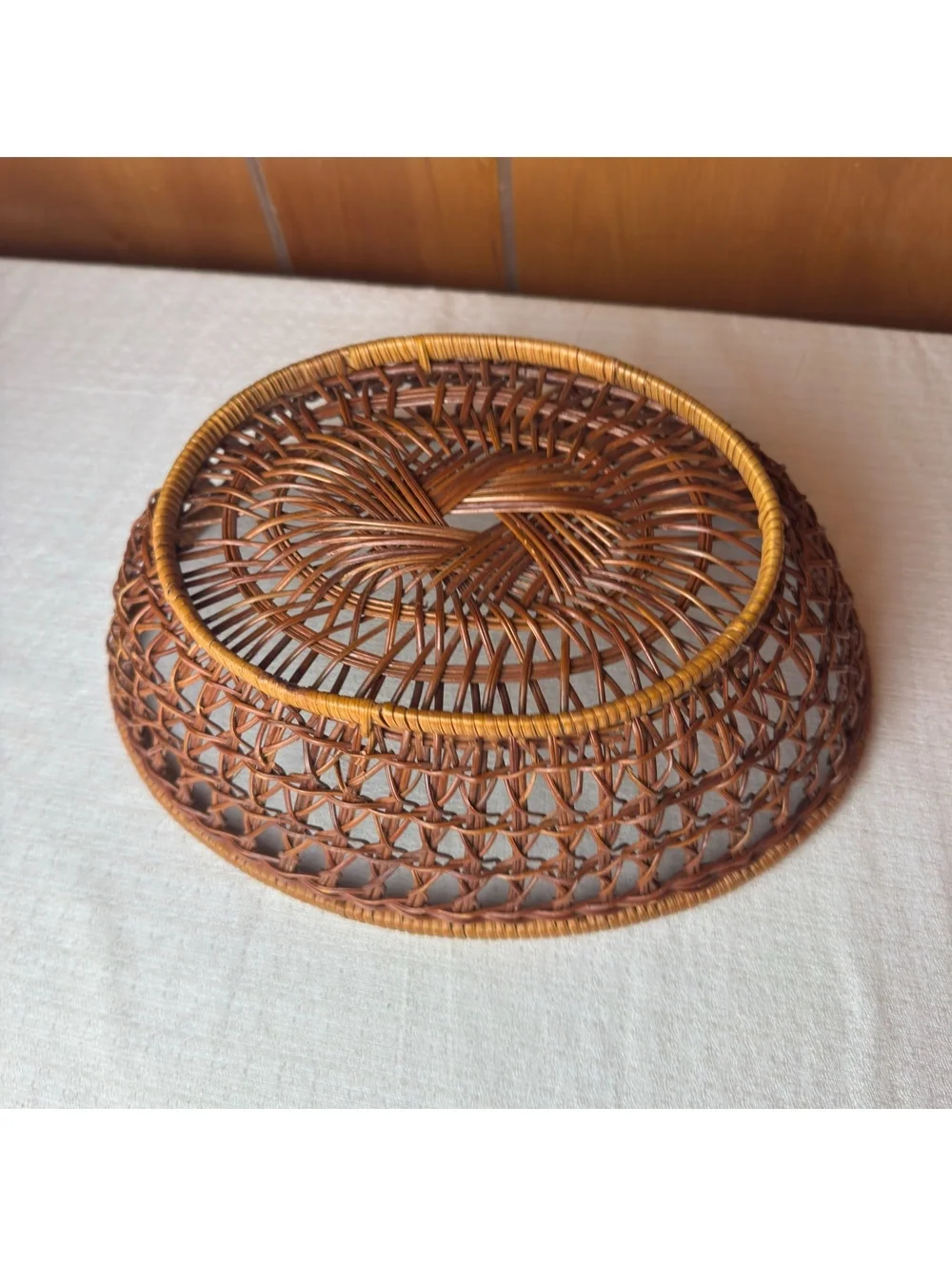 Vintage Wicker Basket Open Weave Oval Rattan Fruit Bread Boho Cottage Decor